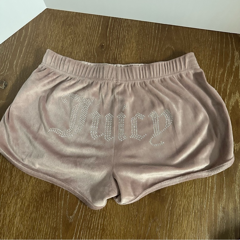 Vintage Y2K Juicy Couture Pink Velour Bling Casual‎ Lounge Booty Short SZ M